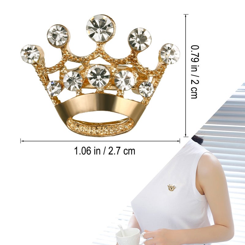 LUOEM 12 Pieces Crown Brooch Pin Fashion Diamante Wedding Party Pageant Tiara Crown Corsage for Wedding Valentine's Day Supplies (Gold) - Image 3